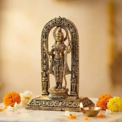Handcrafted Lord Rama Decorative Idol | Antique Finish Metal Statue for Home & Temple